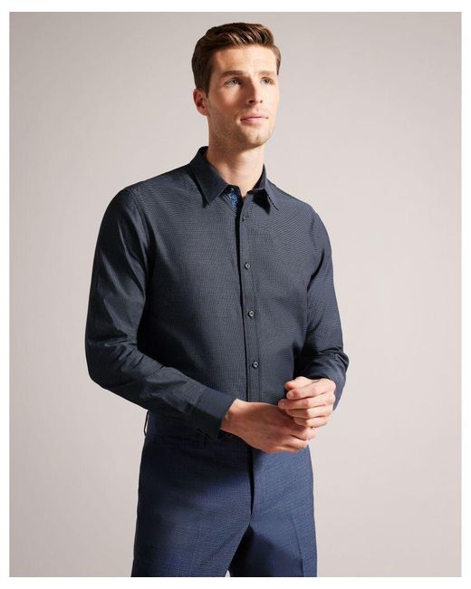 Ted Baker Blue Mgeols Micro Geols Shirt for men