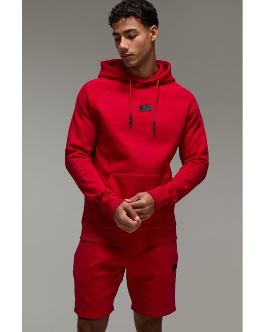 BoohooMAN Red Active Hoodie & Short Tracksuit for men