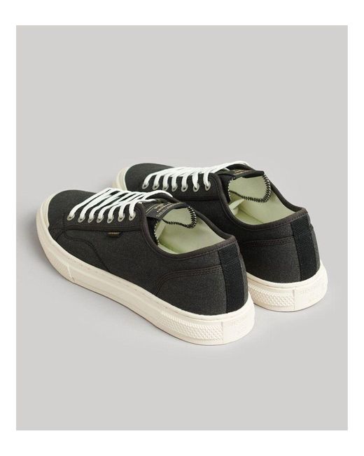 Superdry Gray Vegan Canvas Low Top Trainers for men
