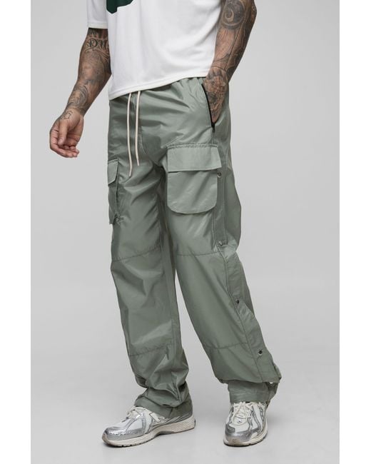 BoohooMAN Green Tall Elasticated Waist Relaxed Cargo Pants for men