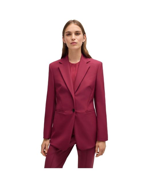 Boss Solid Patterned Lapel Collared Blazer