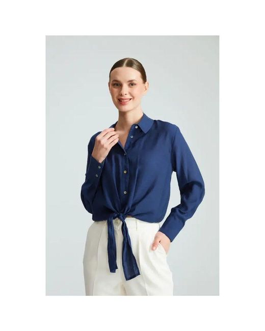 GUSTO Blue Modal Shirt With Front Knot