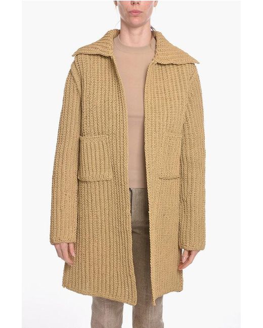 Bottega Veneta Salon 01 Handgebreide Leren Jas In Beige in het Natural