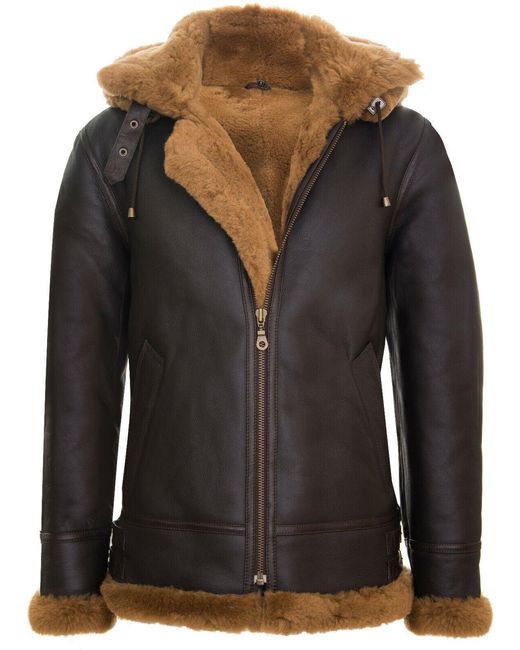 Infinity Leather Black Hooded Sheepskin B3 Flying Jacket-Columbus for men