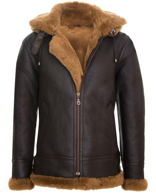 Infinity Leather Black Hooded Sheepskin B3 Flying Jacket-Columbus for men