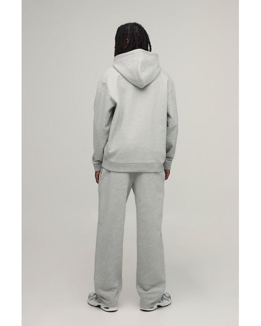 BoohooMAN Gray Straight Fit Heavyweight Embroidered Jogger for men