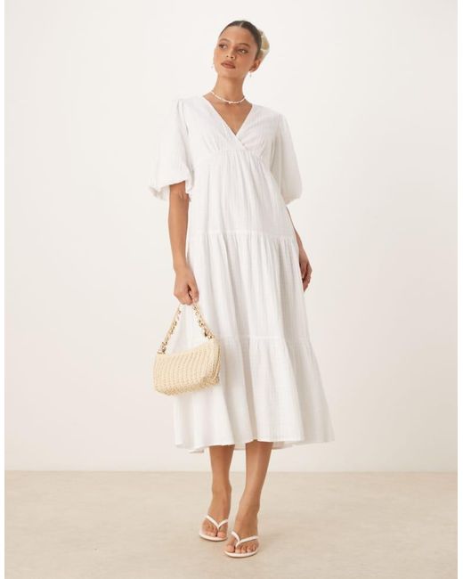 Nobody's Child Natural Roselena Tiered Midi Dress