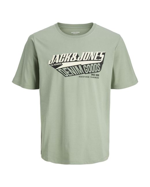 Jack & Jones Green And Logo Printed Short Sleeve for men