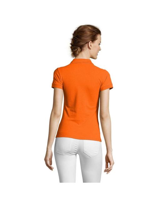 Sol's Orange Ladies People Pique Short Sleeve Cotton Polo Shirt