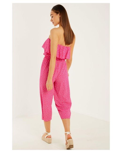 Quiz Pink And Polka Dot Culotte Jumpsuit