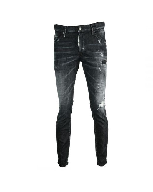 DSquared² Skater-jeans Verontruste Zwarte Spijkerbroek in het Black voor heren