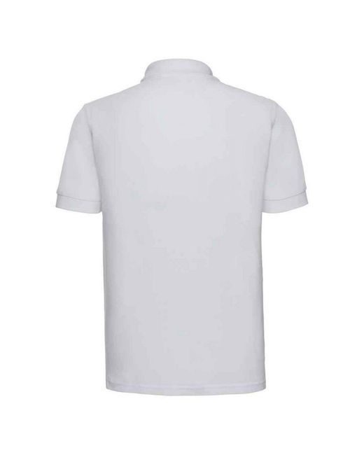 Russell White Ultimate Cotton Pique Polo Shirt for men