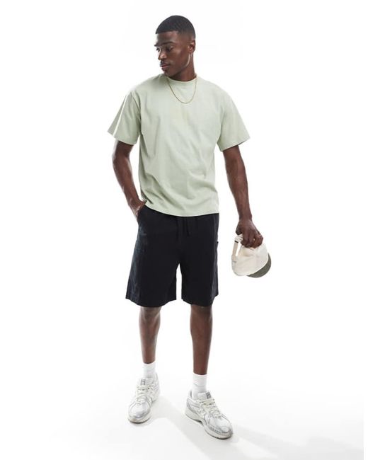 ASOS White Mid Length Cargo Shorts With Patch Detail for men
