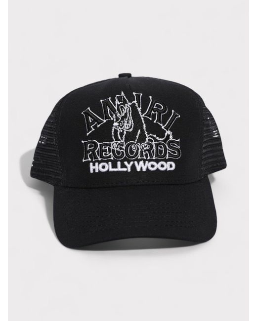 Amiri Black Wolf Logo Trucker Hat for men