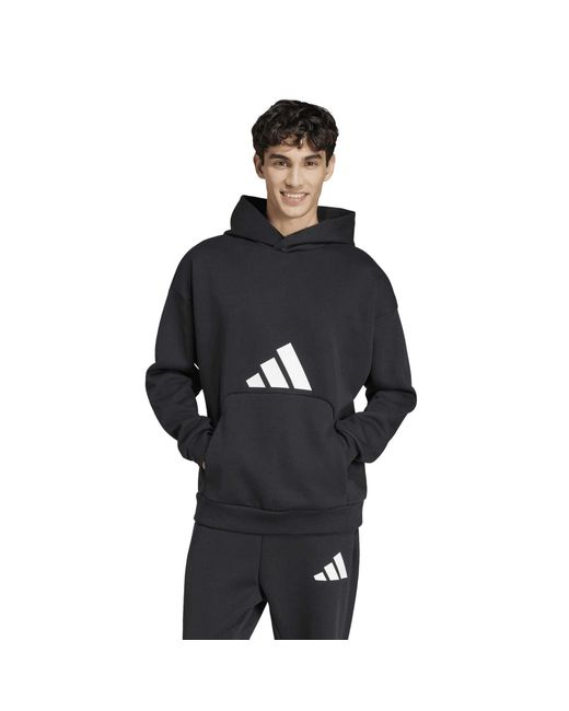 Adidas Blue M Fi 3Bar Hoody for men