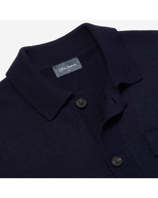 Oliver Sweeney Blue Wool Blend Marton Cardigan for men