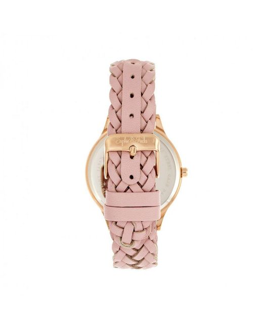 Sophie & Freda Pink Tucson Leather-Band Watch W/Swarovski Crystals