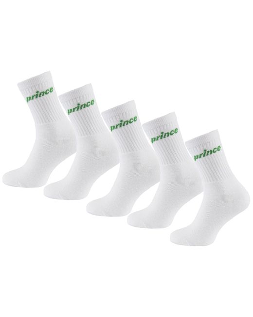 Prince White Tennis 5-Pack Socks for men