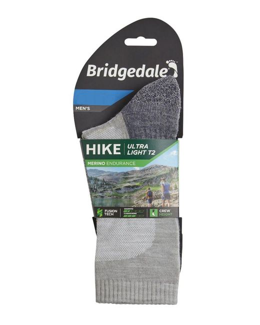 Bridgedale Gray Hiking Ultralight Merino Wool Socks for men