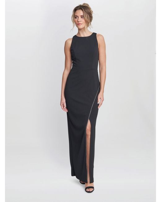 Gina Bacconi Blue Esmeralda Sleeveless Column Maxi Dress