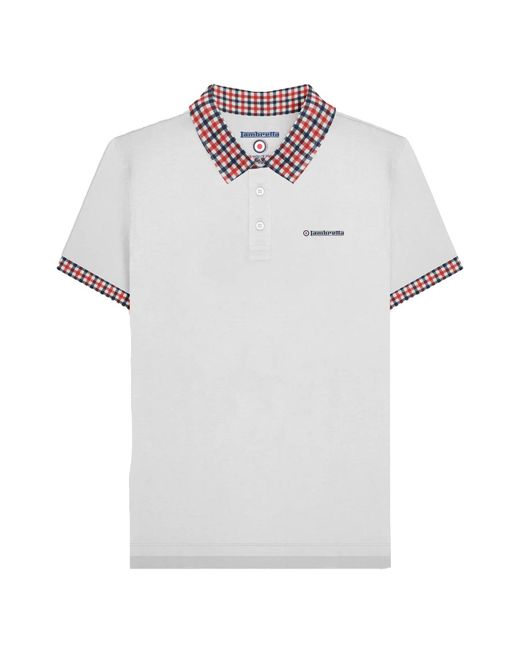 Lambretta White Ss25 Gingham Polo Shirt Cotton for men