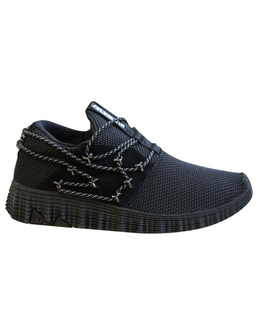 Supra Black Malli Textile Leather Lace Up Trainers Slip On Shoes 05666 010 for men