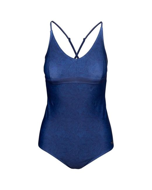 Trespass Blue Ladies Mimi Palm Leaf One Piece Swimsuit