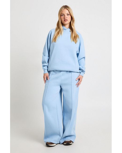 Boohoo Blue Petite Pintuck Detail Straight Leg Jogger