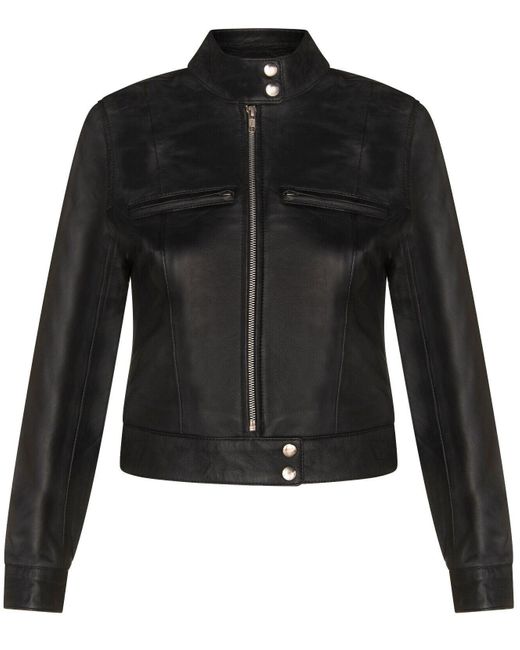 Infinity Leather Black Plain Moto Biker Jacket-Braga