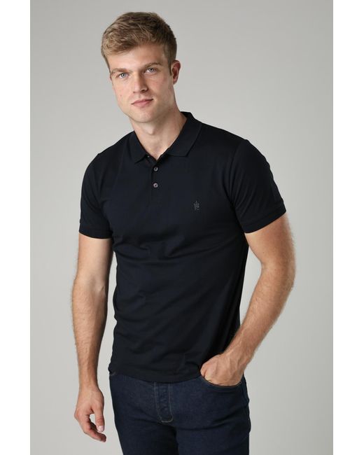 French Connection Black 3 Pack Cotton Short Sleeve Polo Shirts for men
