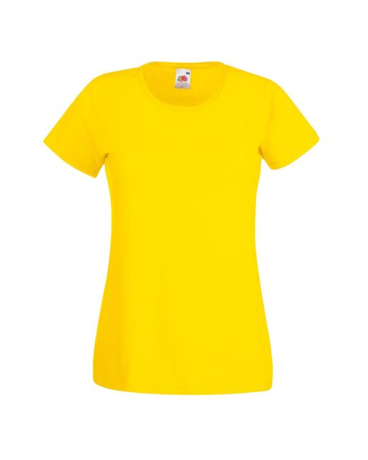 Fruit Of The Loom Yellow Ladies/ Lady-Fit Valueweight Short Sleeve T-Shirt (Pack Of 5) Cotton