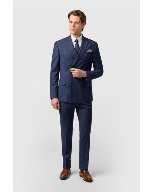 Ted Baker Blue Double Breasted Six Button Slim Fit Suit Jacket for men