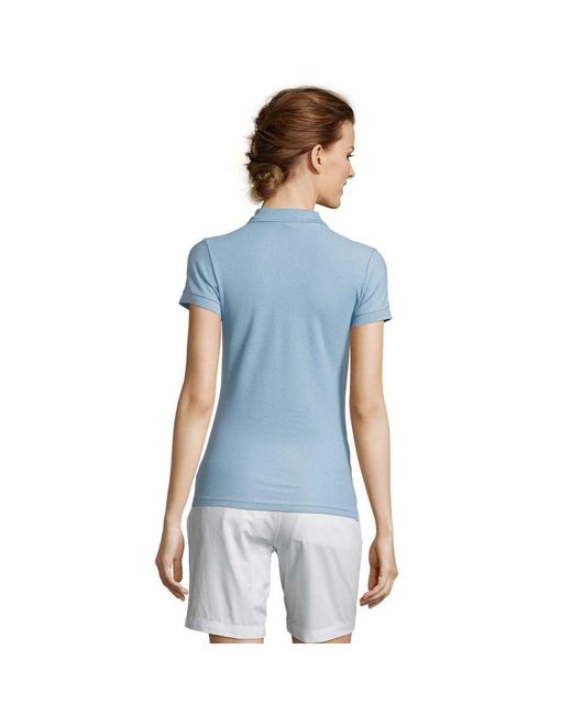 Sol's Blue Ladies People Pique Short Sleeve Cotton Polo Shirt (Sky)