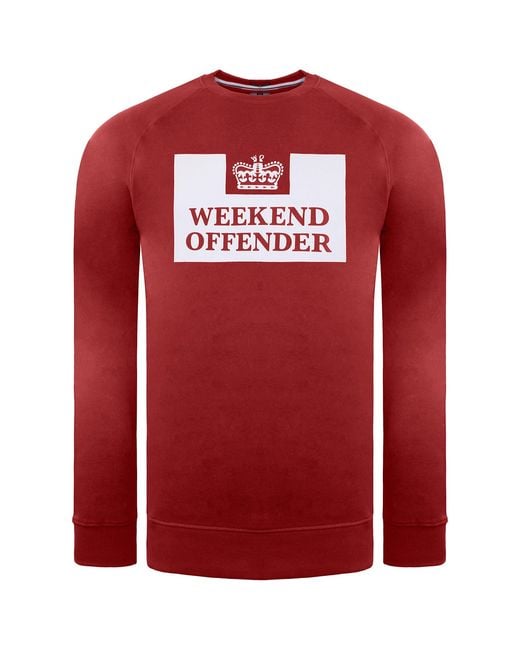 Weekend Offender Red Skylar Dark Sweater Cotton for men