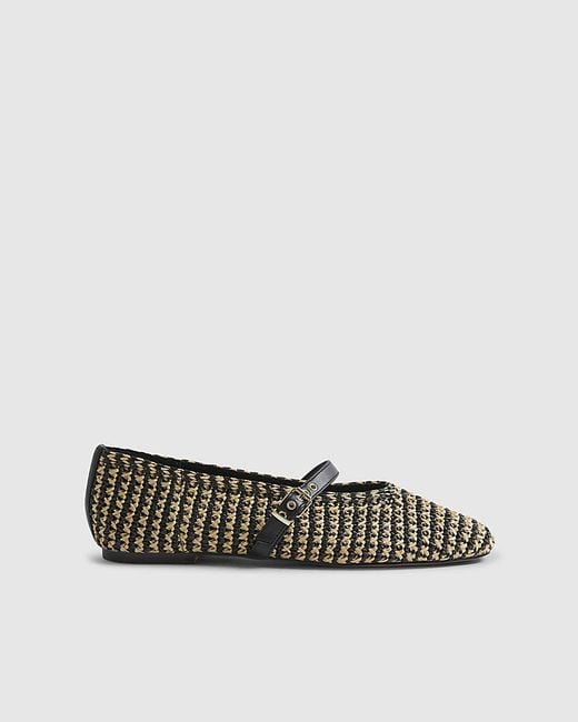 River Island White Pumps Raffia Mary Jane Flat Heels Shoes