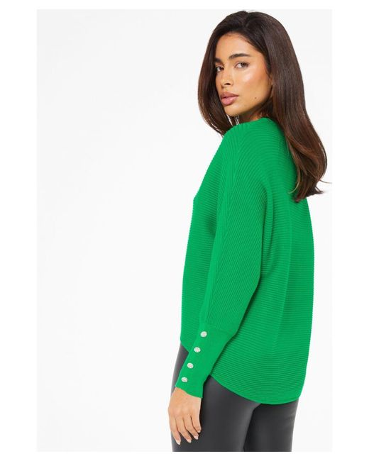 Quiz Green Jade Light Knit Buttoned Jumper Viscose