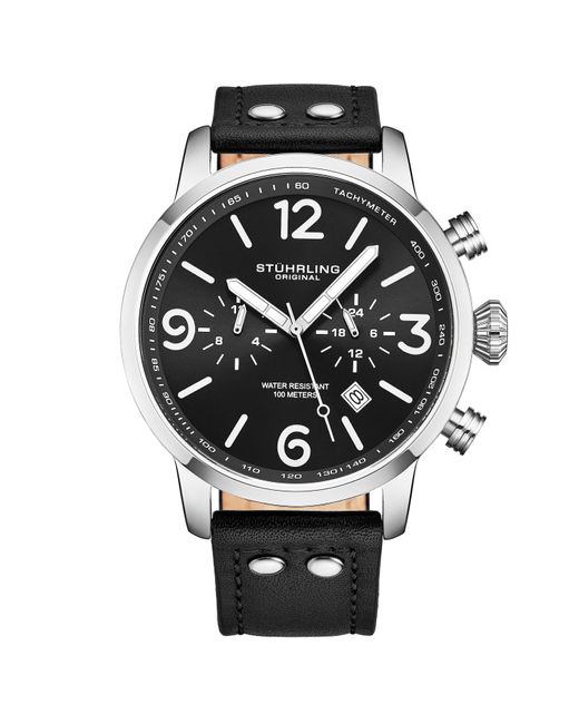 Stuhrling Black 3956 Quartz 45Mm Aviator for men