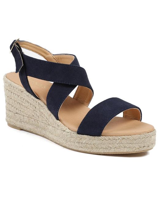 Jones Bootmaker Blue Romilly Leather Wedge Heeled Espadrilles
