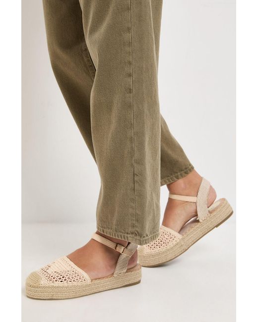 Oasis Natural Sidnie Crochet Detail Woven Espadrille Sandals
