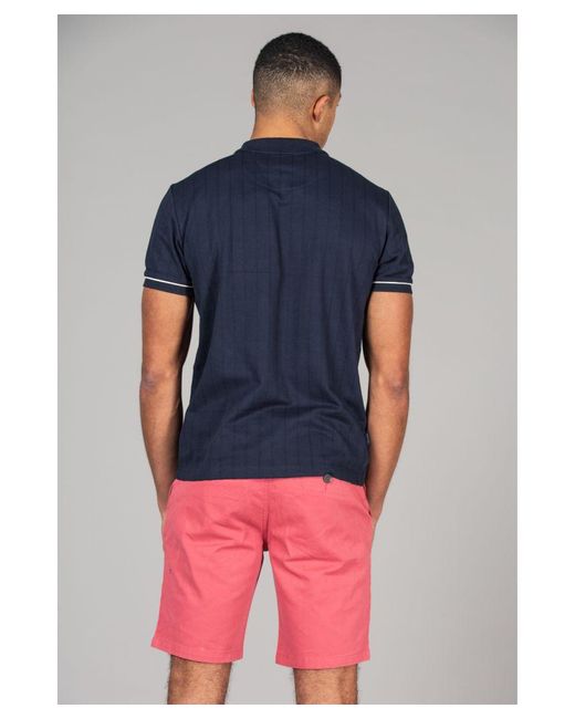Kensington Eastside Blue Cotton Zip Neck Polo Shirt for men