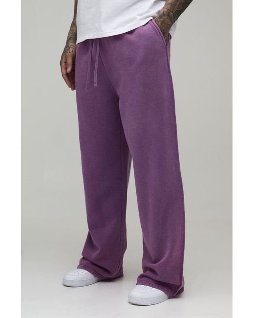 BoohooMAN Purple Tall Wide Fit Drop Crotch Washed Jogger for men