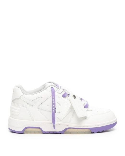 Off-White c/o Virgil Abloh White Off- Out Of Office Sartorial Stitched Leather Trainers & Lilac for men