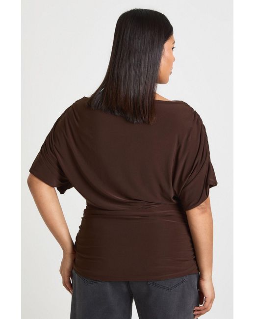 Boohoo Brown Plus Draped Bardot Top