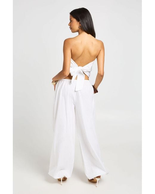 Boohoo White Patchwork Embroidery Tie Back Bandeau