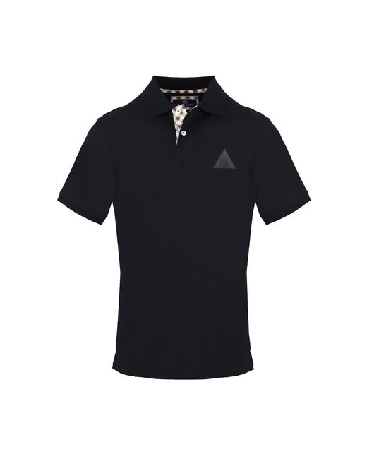 Aquascutum Black Collared Neck Short Sleeve Polo Shirt for men