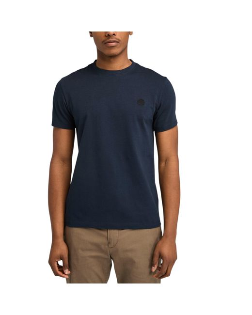Timberland Blue T Shirts Classic Logo Summer Crew Neck Dunstan River Tops New for men