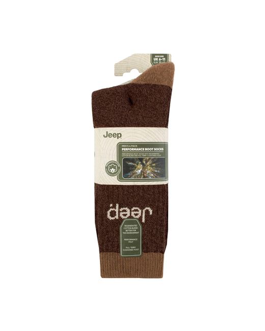 Jeep Brown 4 Pack Recycled Cotton Boot Socks for men