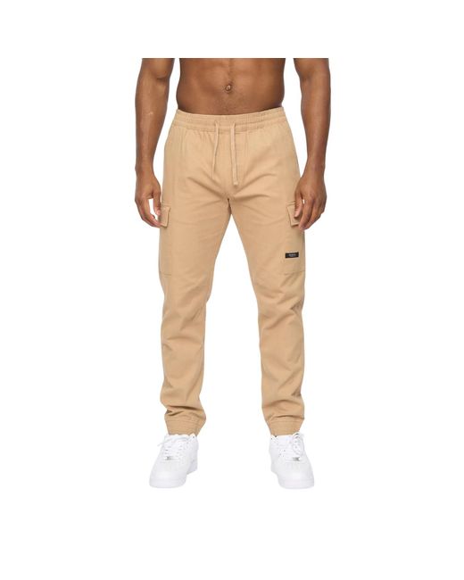 Crosshatch Natural Utilate Elasticated Waist Cargo Trousers Cotton for men