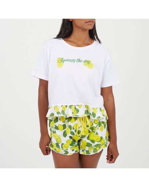 Brave Soul White Short Sleeve Pyjama Set
