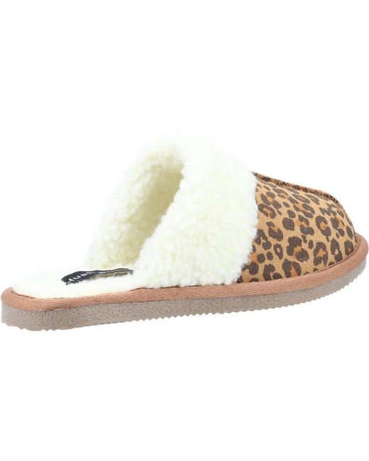 Hush Puppies Brown Ladies Arianna Leopard Print Suede Slippers